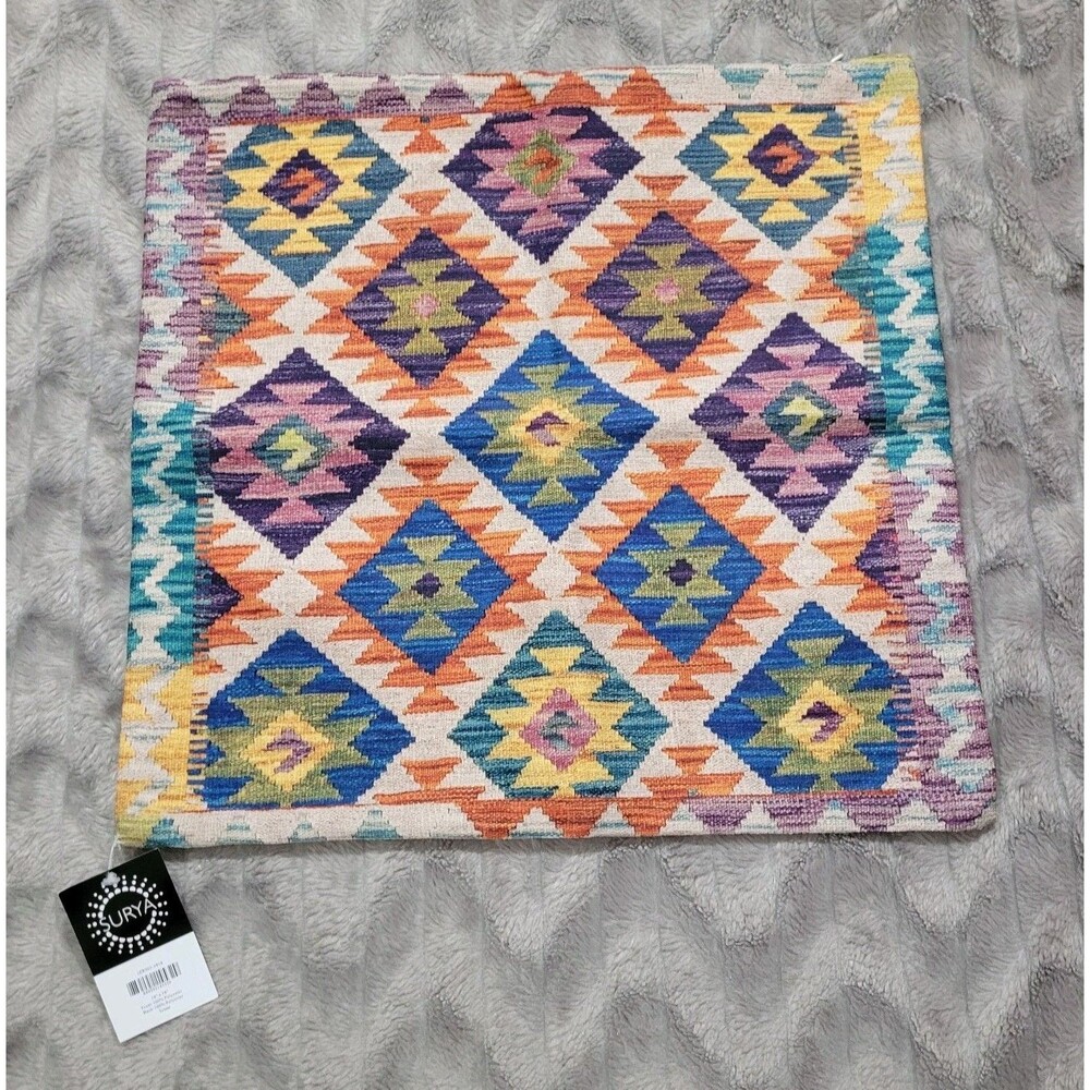 Surya 18x18 Inch Square Pillow Case Cover Izmar Multi Color Diamond Southwest